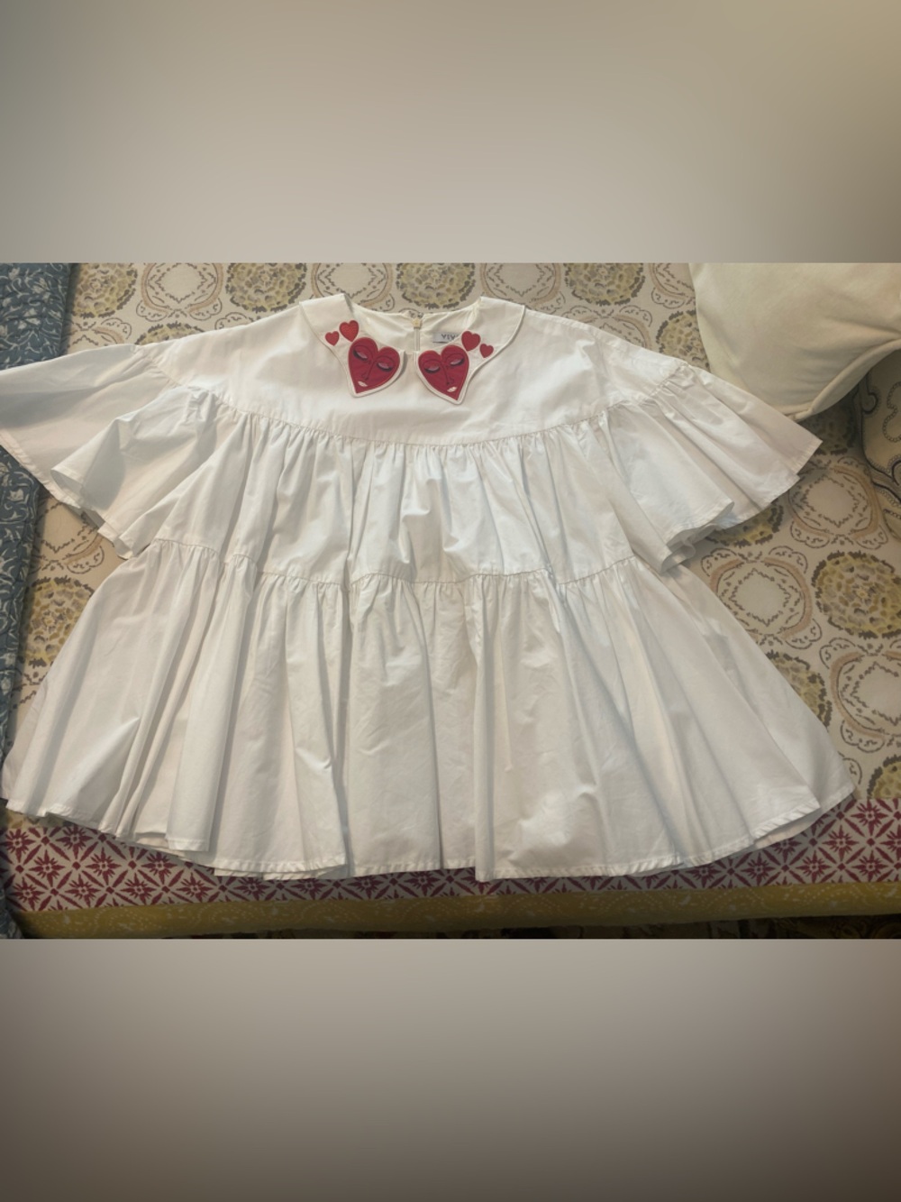 Vivetta Surreal Heart Collar Flounce Blouse